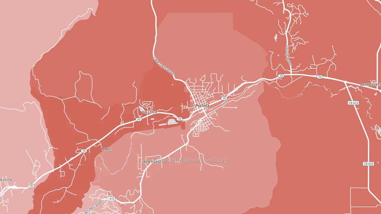 Portola, CA block-group political-lean map