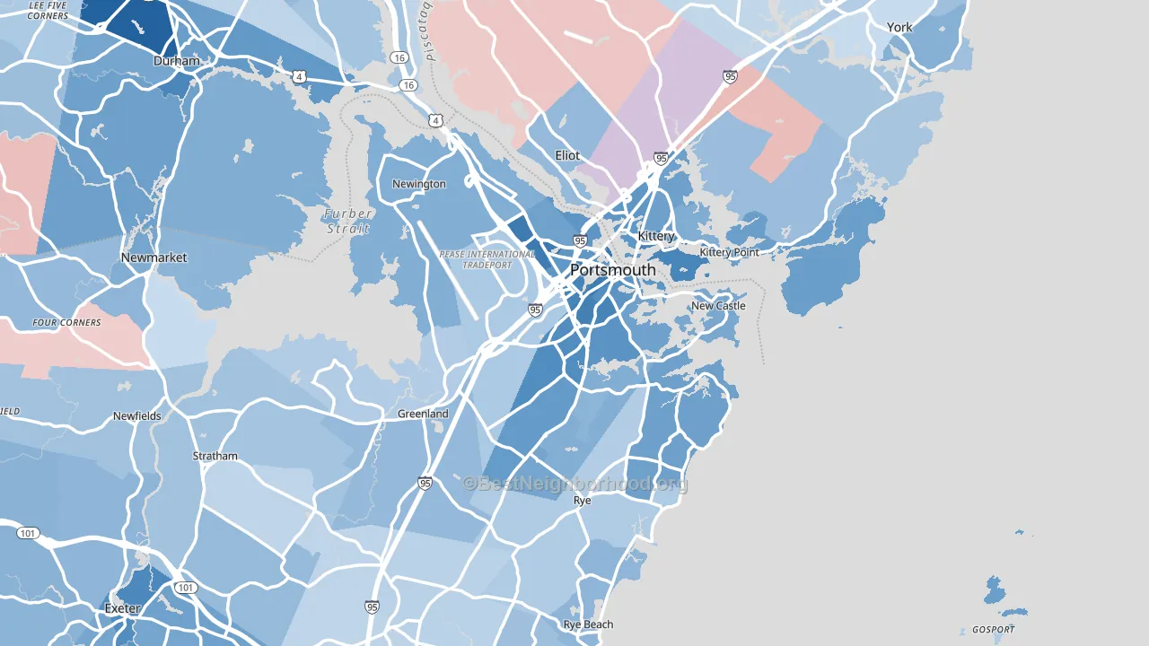 Portsmouth, NH block-group political-lean map