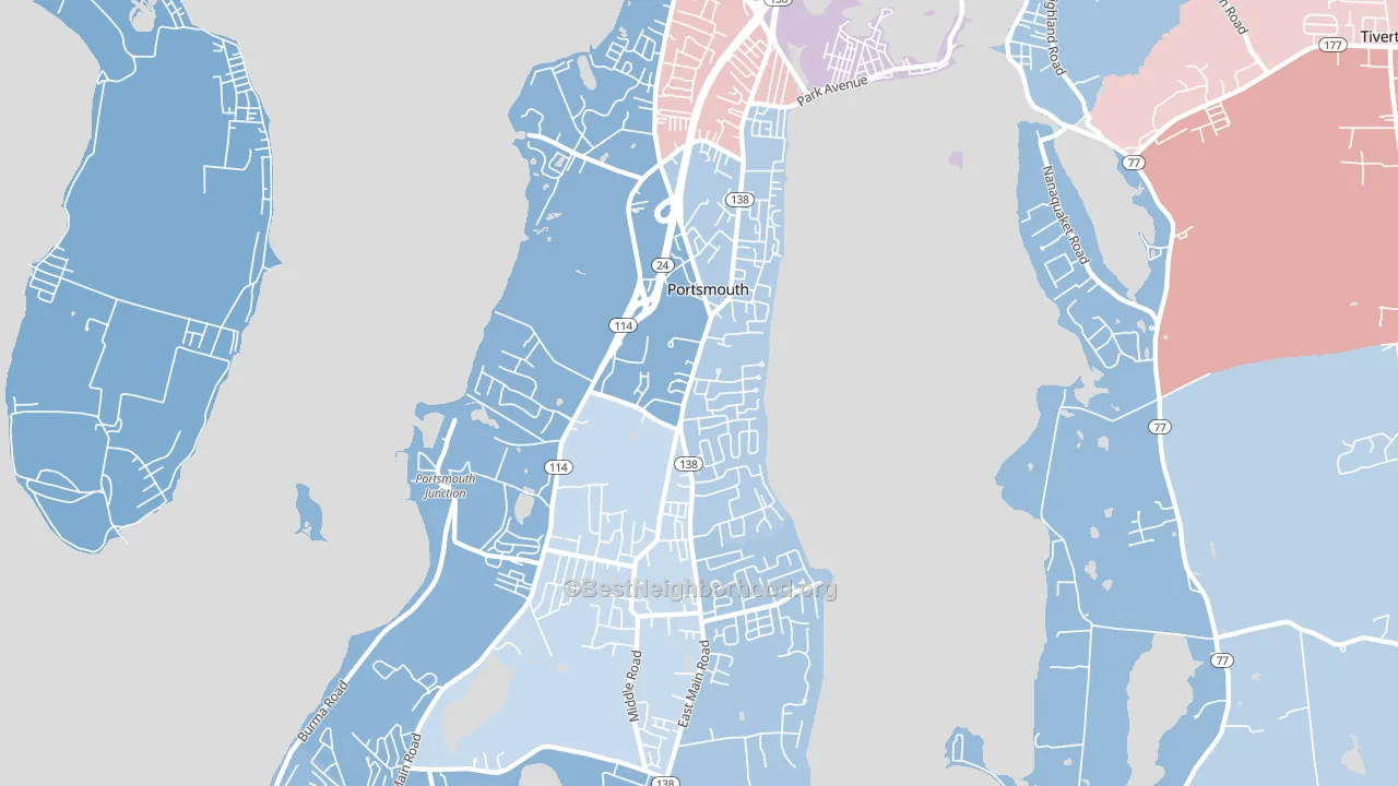 Portsmouth, RI block-group political-lean map