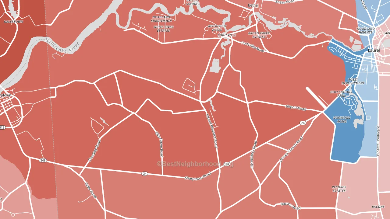Portsville, DE block-group political-lean map