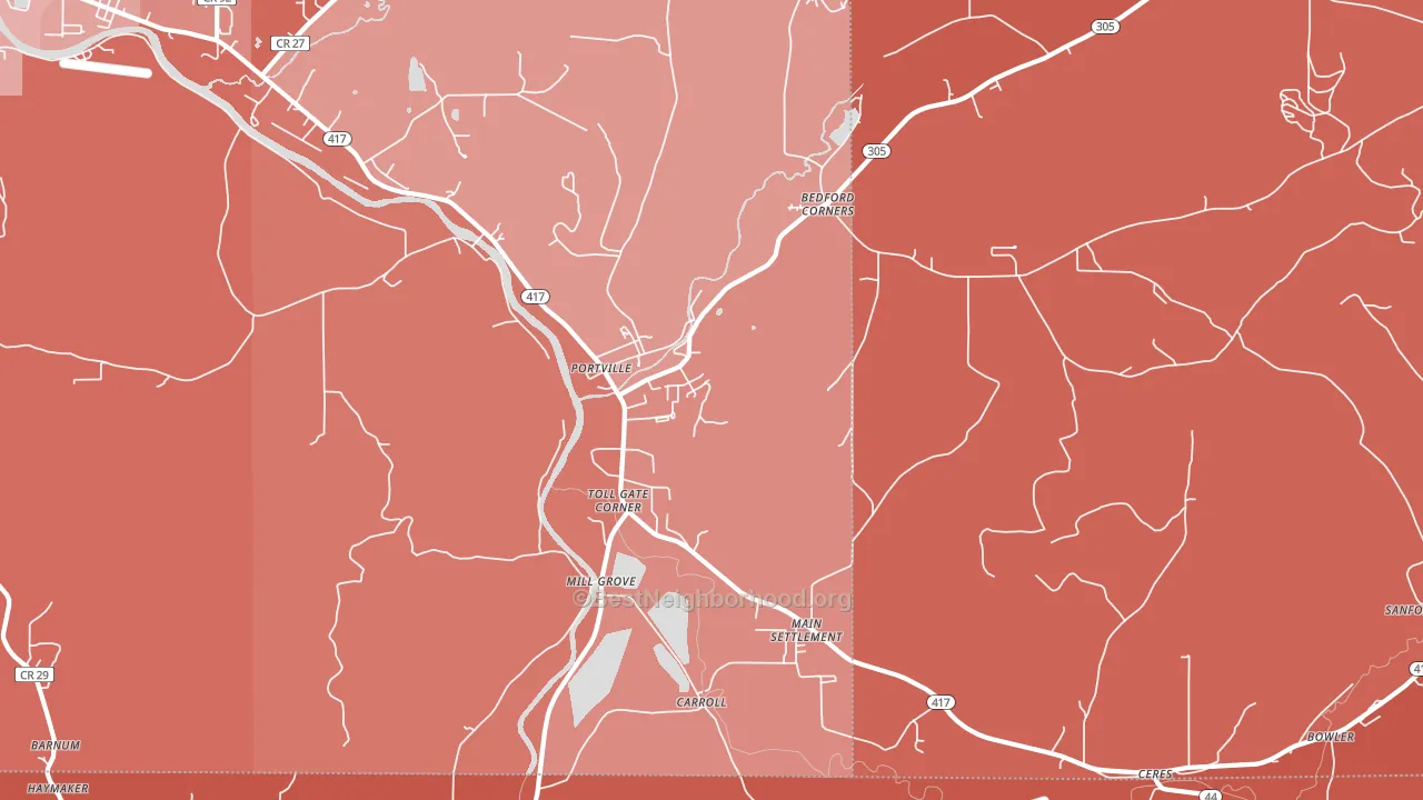 Portville, NY block-group political-lean map