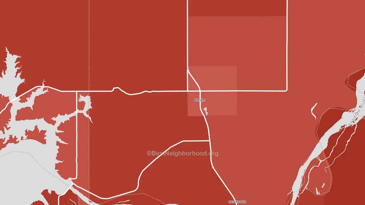 Porum, OK block-group political-lean map