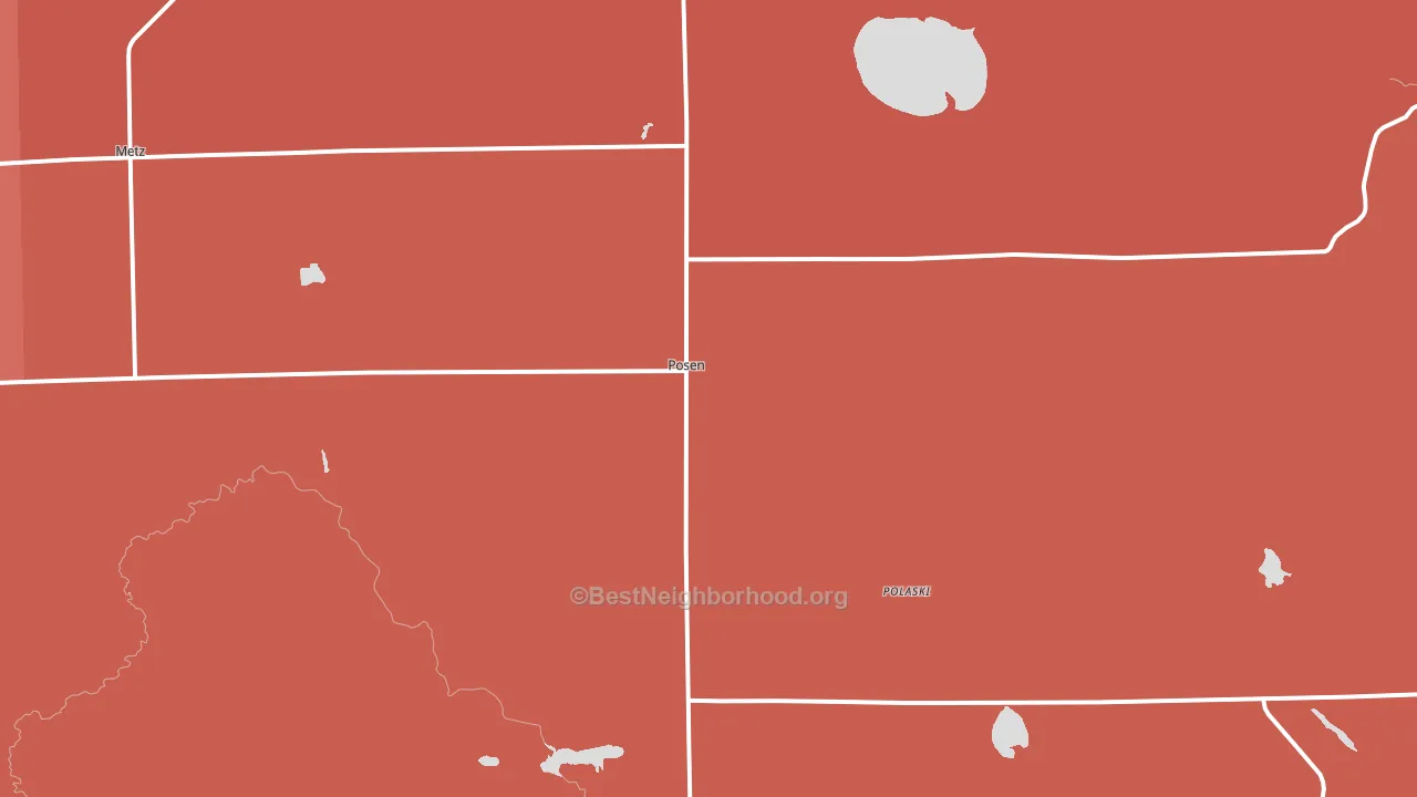 Posen, MI block-group political-lean map