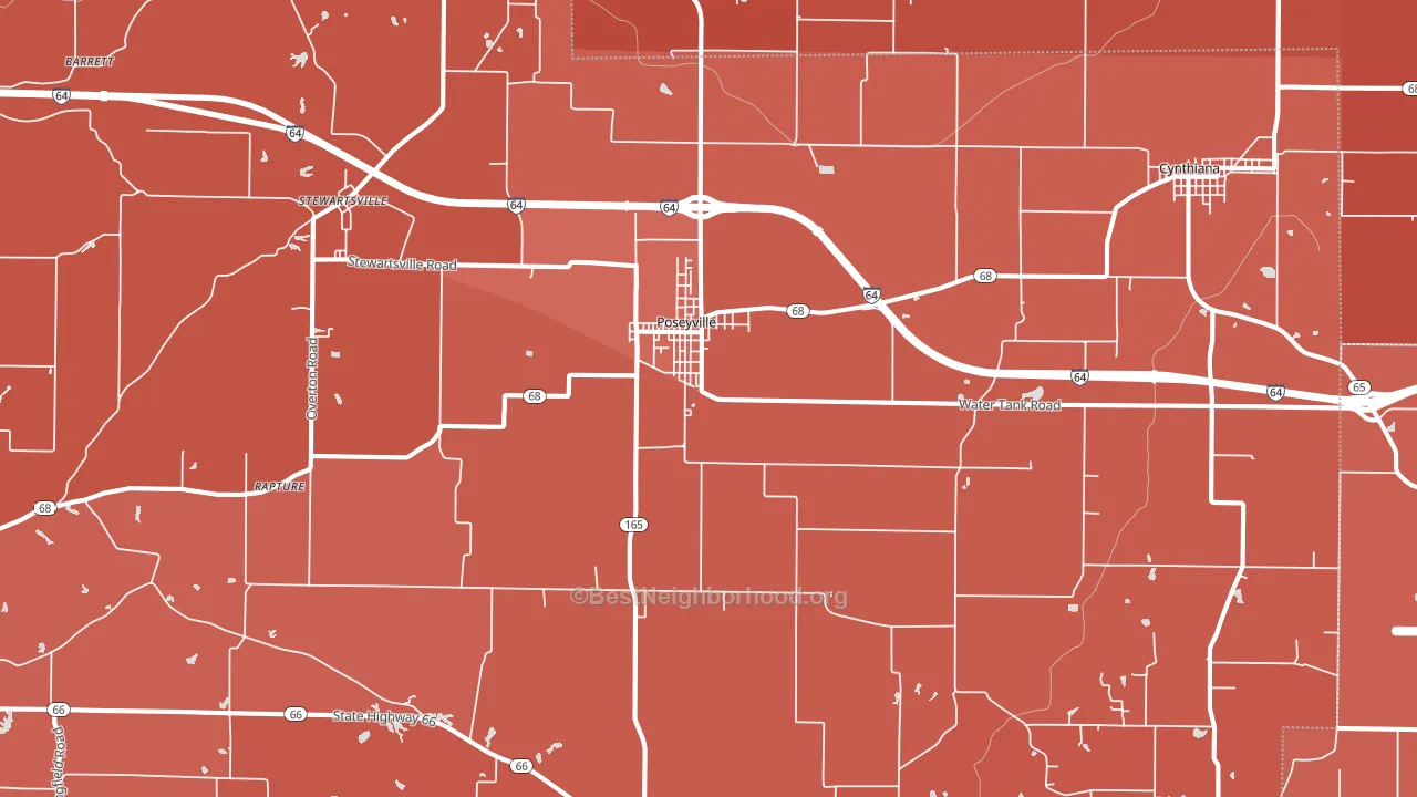 Poseyville, IN block-group political-lean map
