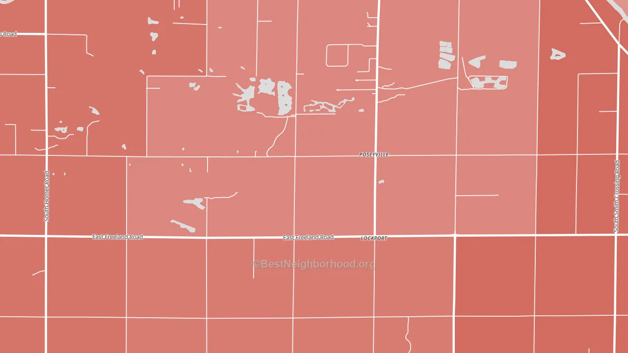 Poseyville, MI block-group political-lean map