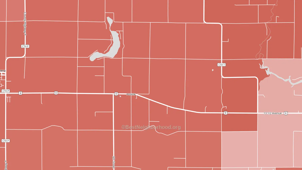 Poskin, WI block-group political-lean map