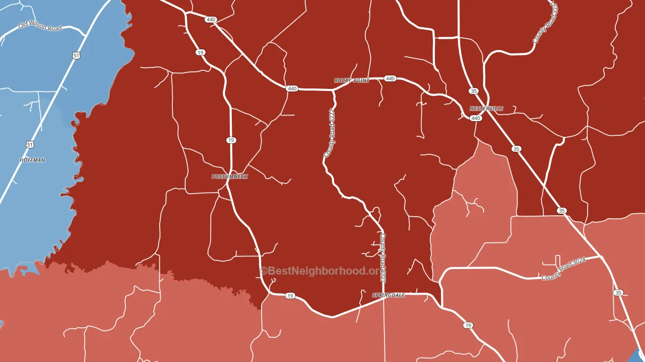 Possumneck, MS block-group political-lean map