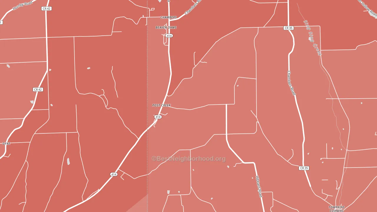 Post Creek, NY block-group political-lean map