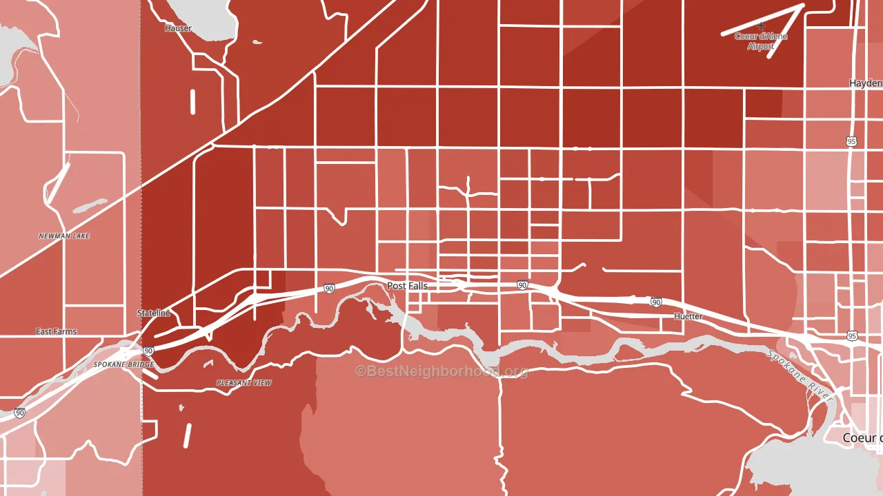 Post Falls, ID block-group political-lean map