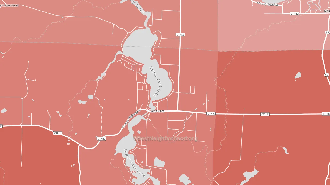 Post Lake, WI block-group political-lean map