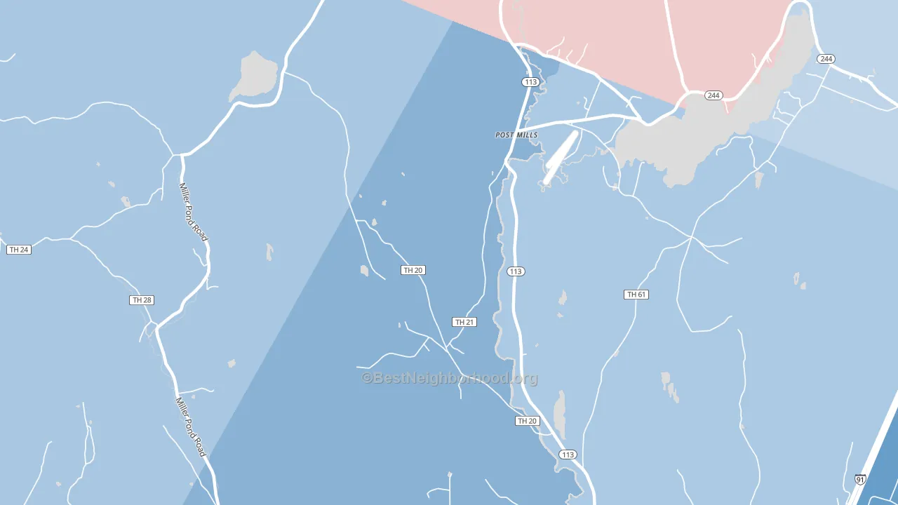 Post Mills, VT block-group political-lean map