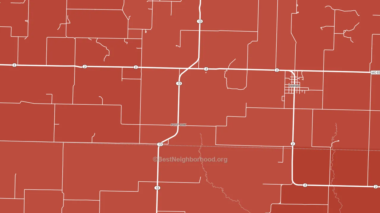 Post Oak, MO block-group political-lean map