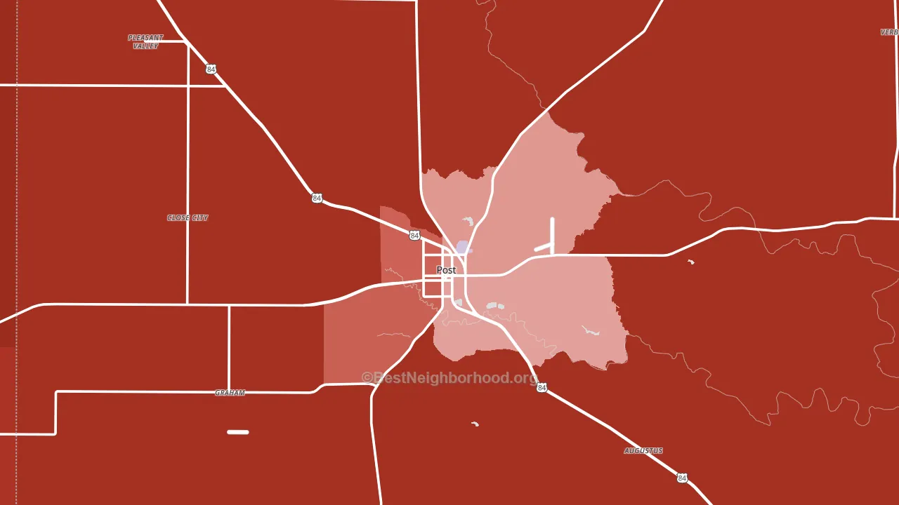 Post, TX block-group political-lean map