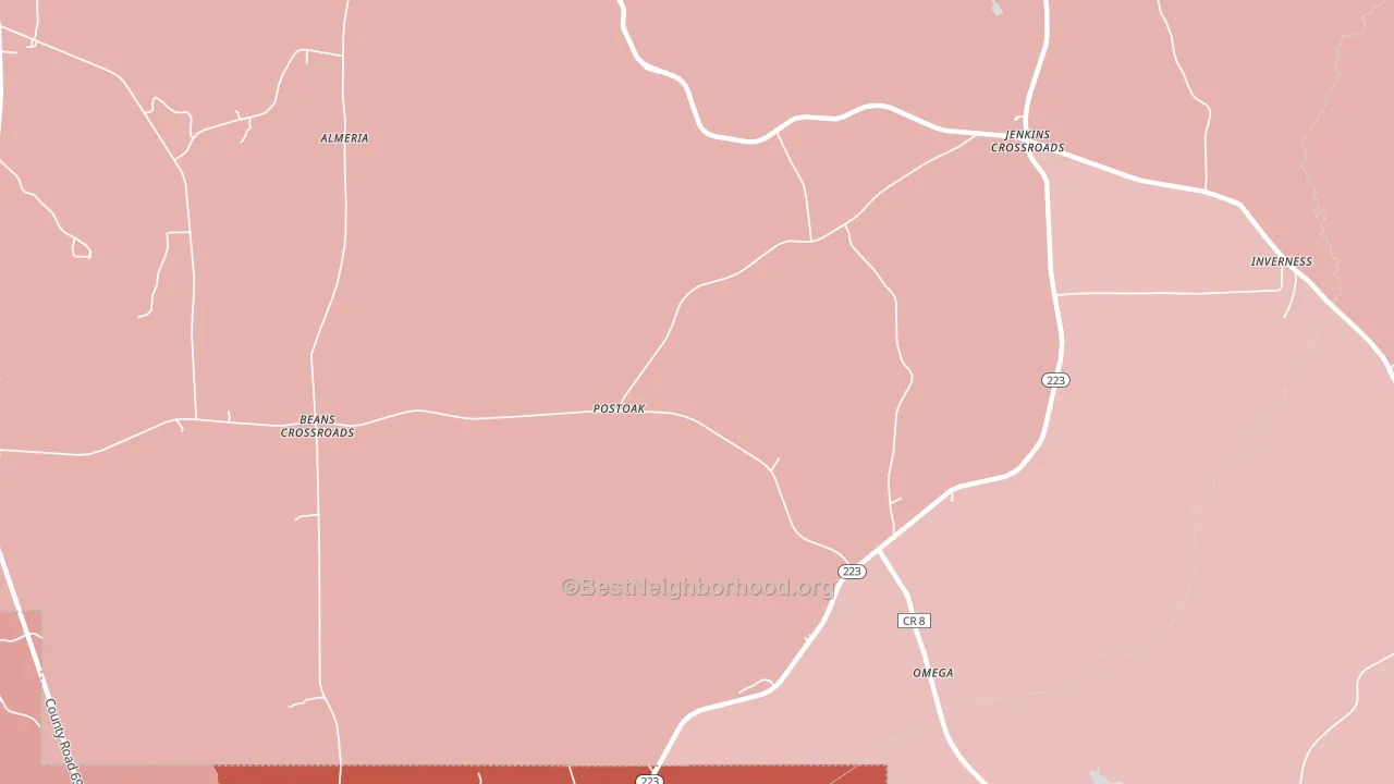 Postoak, AL block-group political-lean map