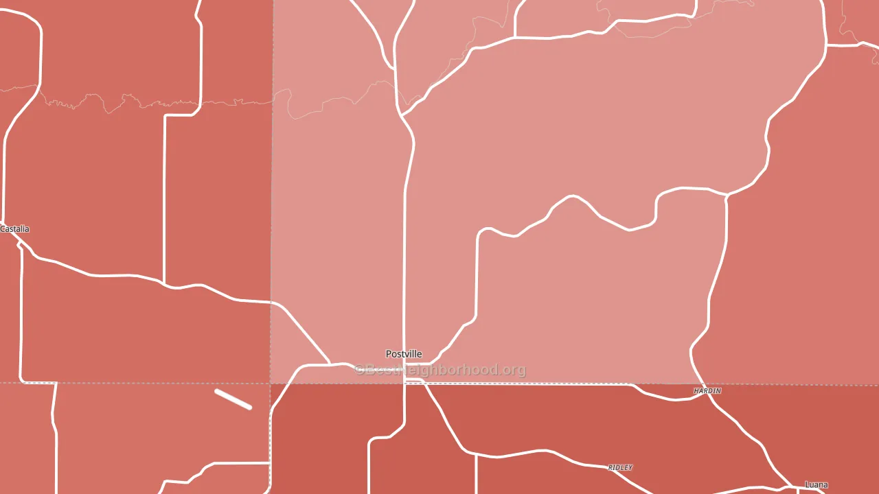 Postville, IA block-group political-lean map