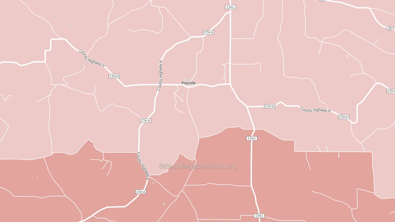 Postville, WI block-group political-lean map