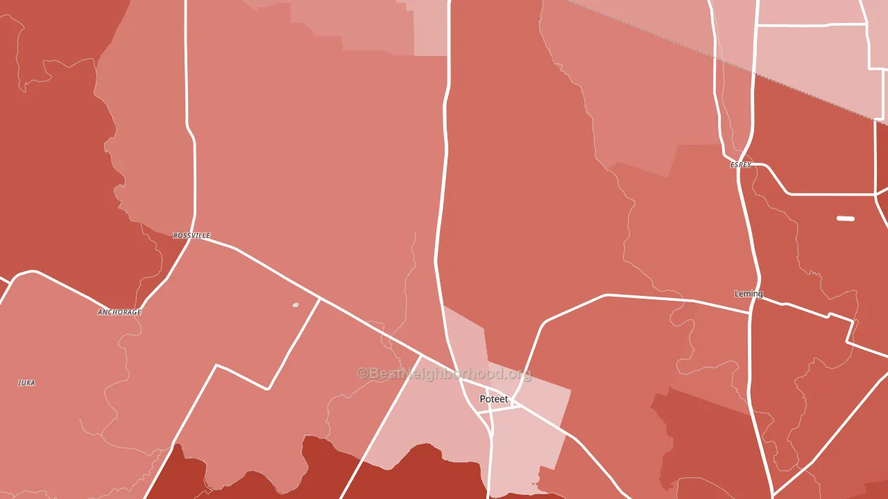 Poteet, TX block-group political-lean map