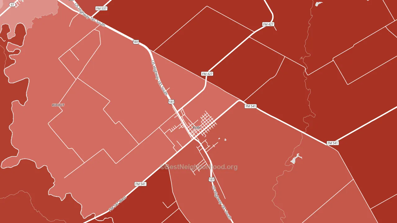 Poth, TX block-group political-lean map