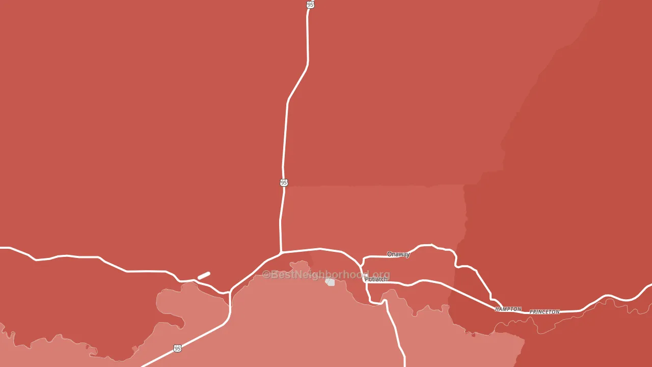 Potlatch, ID block-group political-lean map