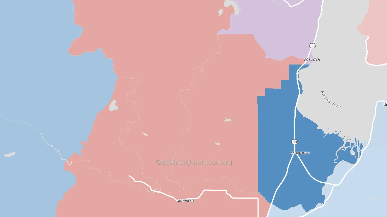 Potlatch, WA block-group political-lean map