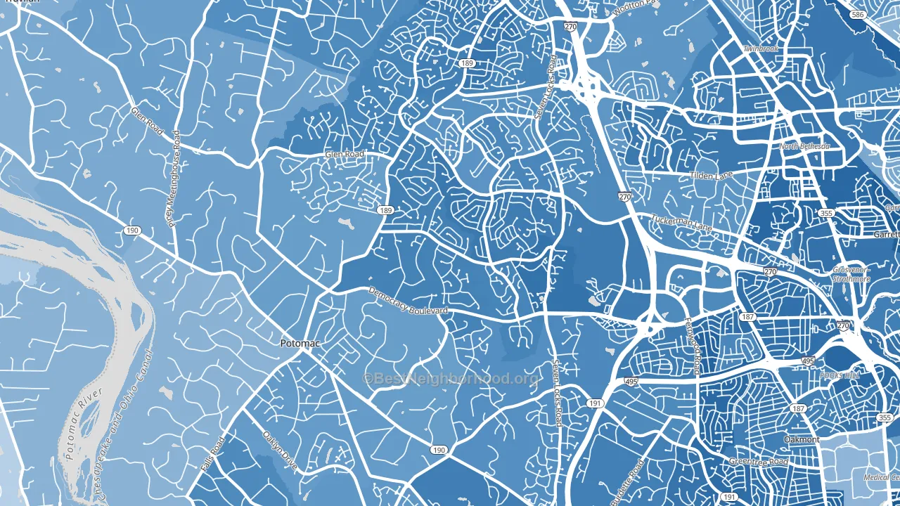 Potomac, MD block-group political-lean map