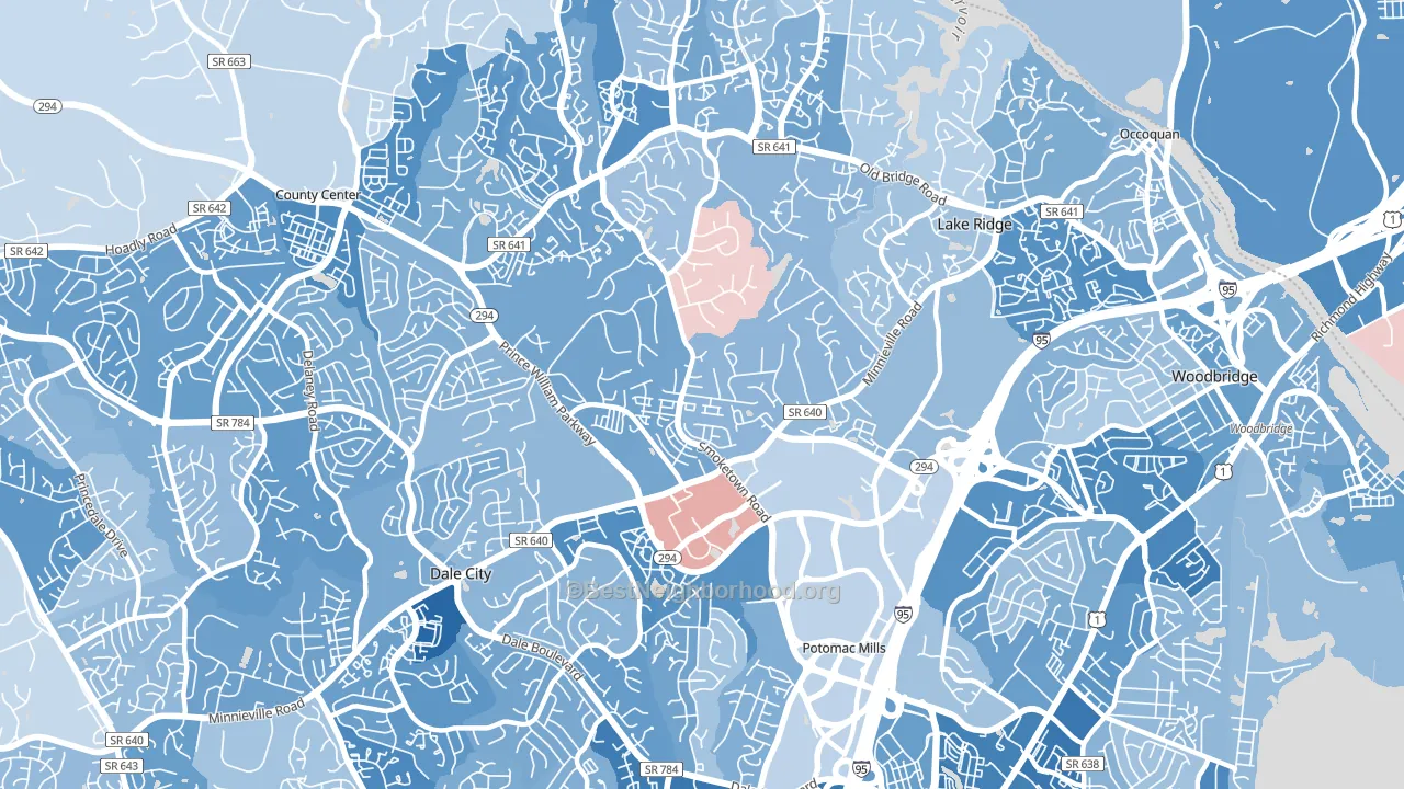 Potomac Mills, VA block-group political-lean map