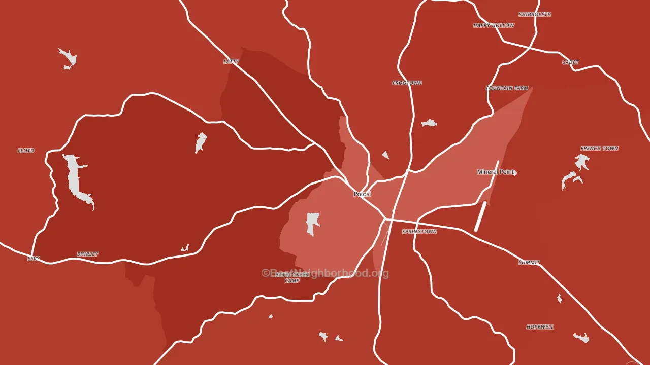 Potosi, MO block-group political-lean map
