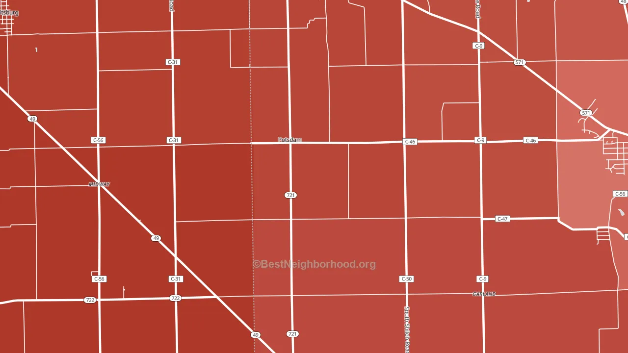 Potsdam, OH block-group political-lean map