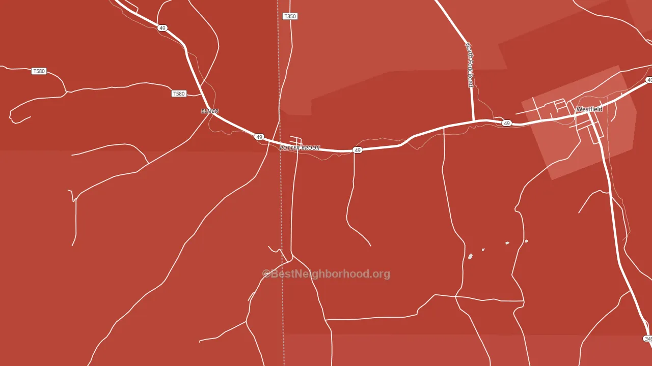 Potter Brook, PA block-group political-lean map