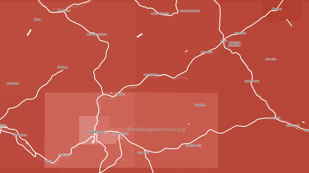Potter County, PA block-group political-lean map