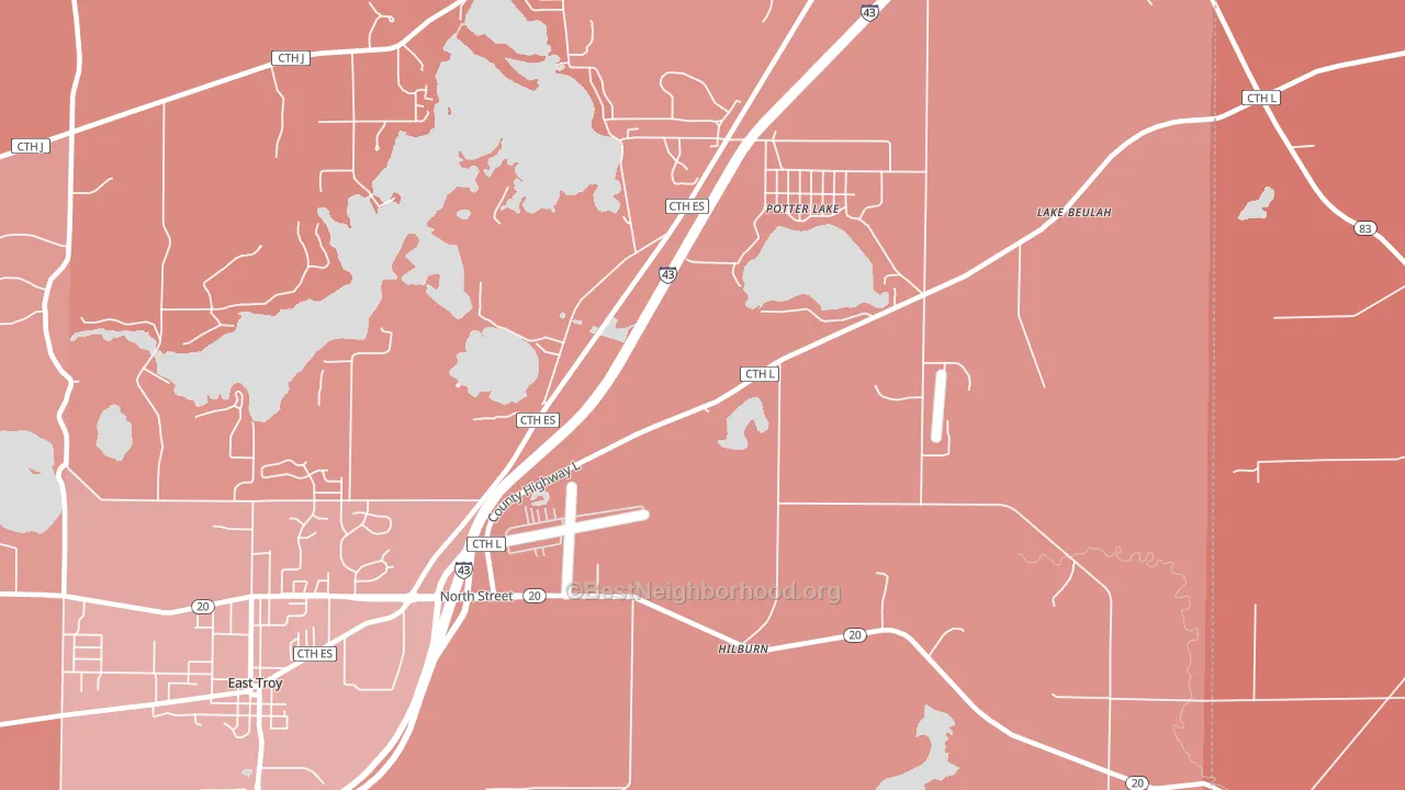 Potter Lake, WI block-group political-lean map
