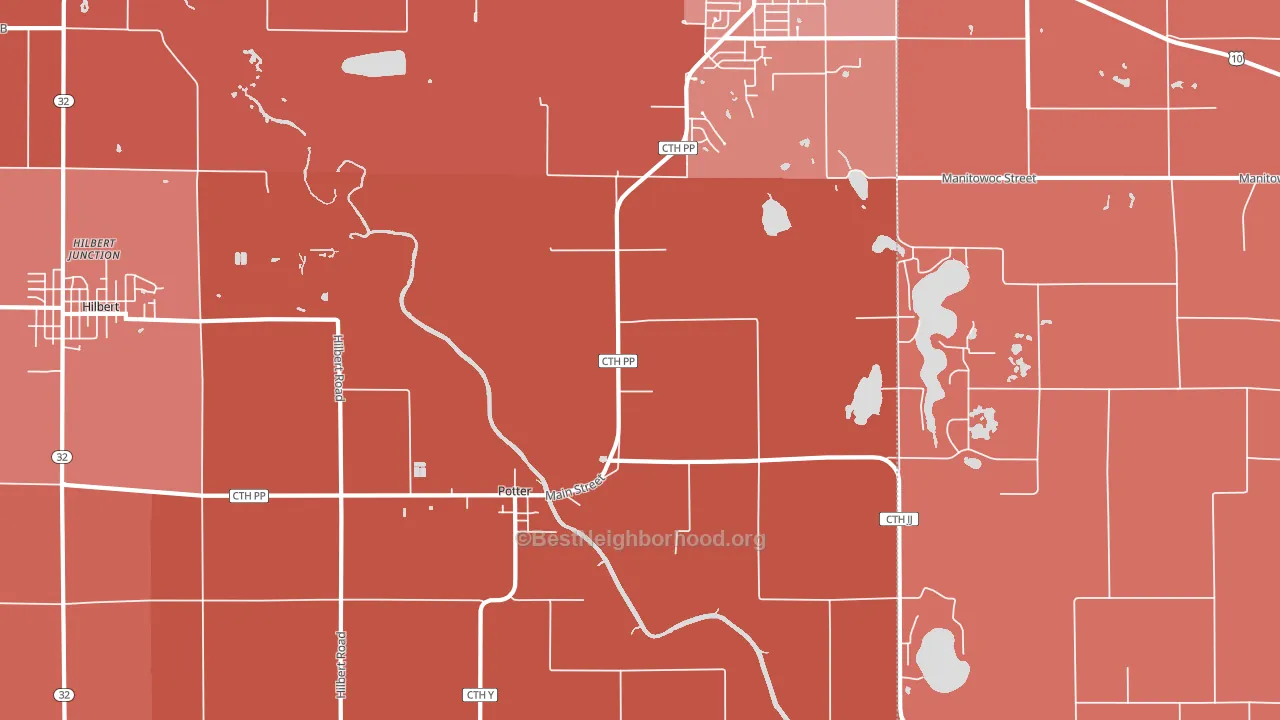 Potter, WI block-group political-lean map