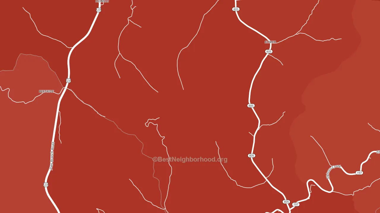 Potters Fork, KY block-group political-lean map
