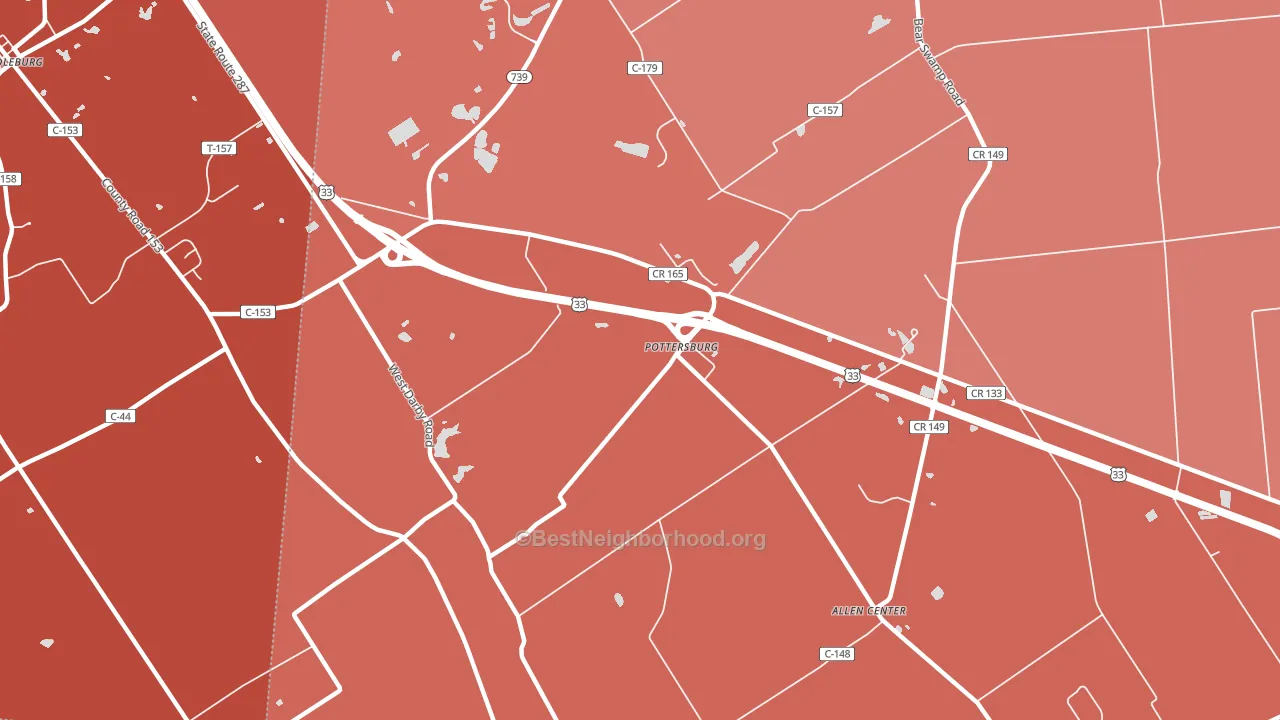 Pottersburg, OH block-group political-lean map