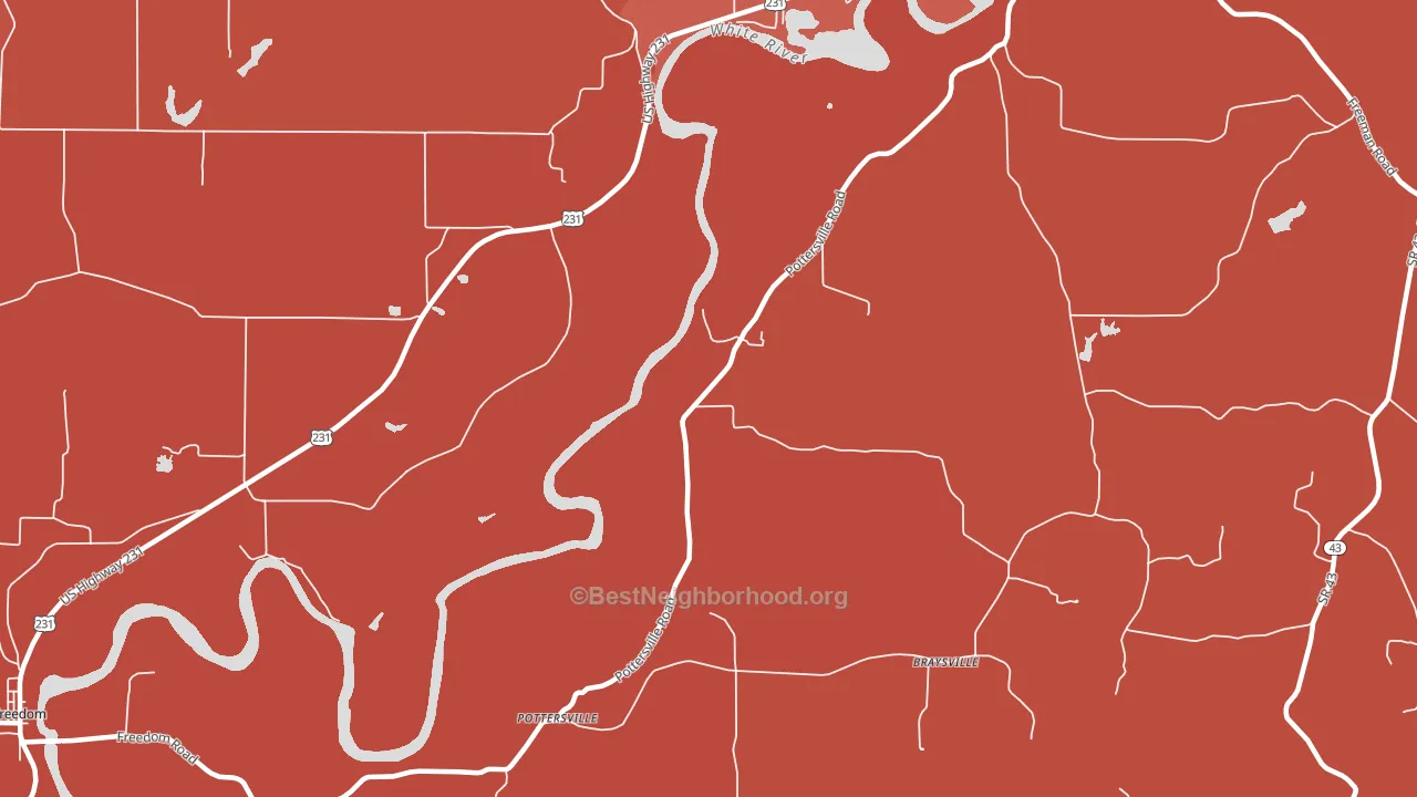 Pottersville, IN block-group political-lean map