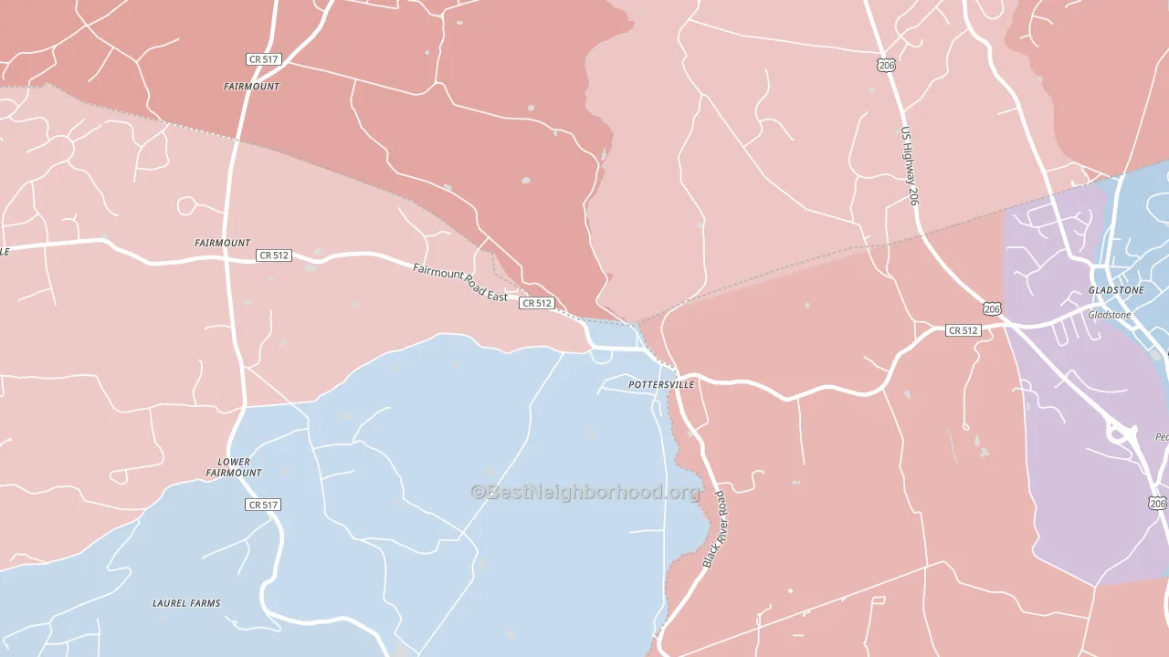 Pottersville, NJ block-group political-lean map