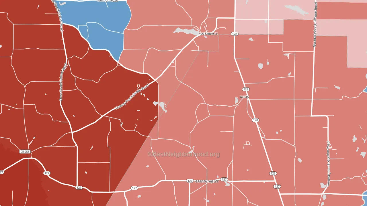 Potterville, GA block-group political-lean map
