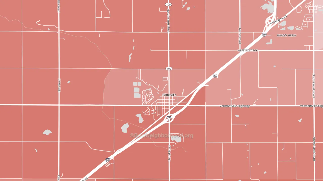 Potterville, MI block-group political-lean map