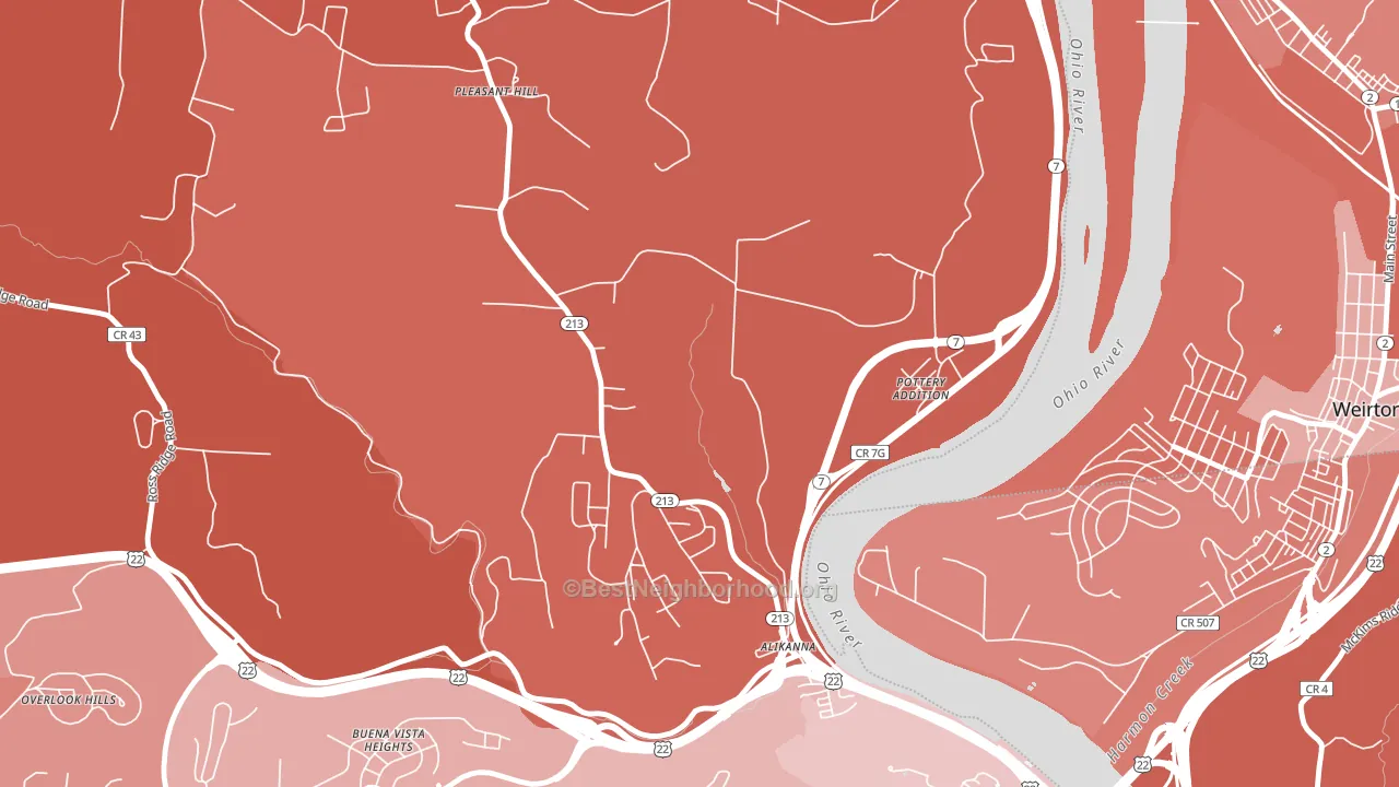 Pottery Addition, OH block-group political-lean map