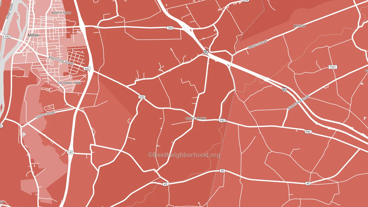 Potts Grove, PA block-group political-lean map