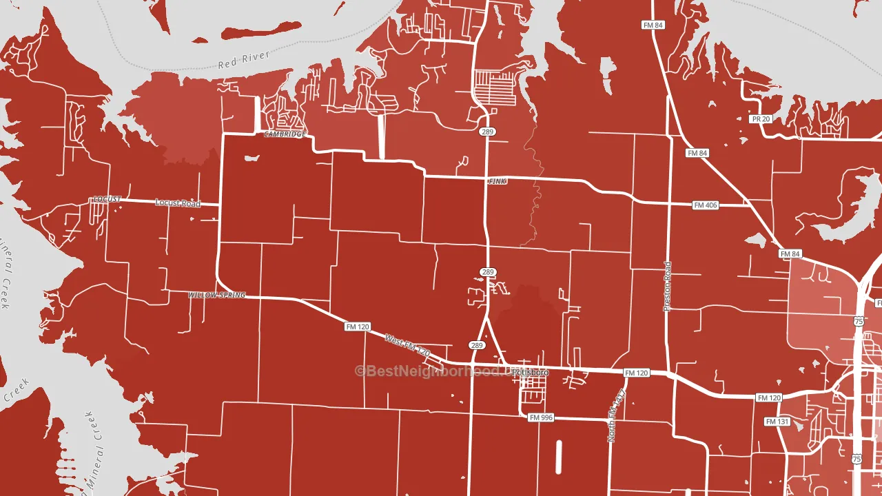 Pottsboro, TX block-group political-lean map