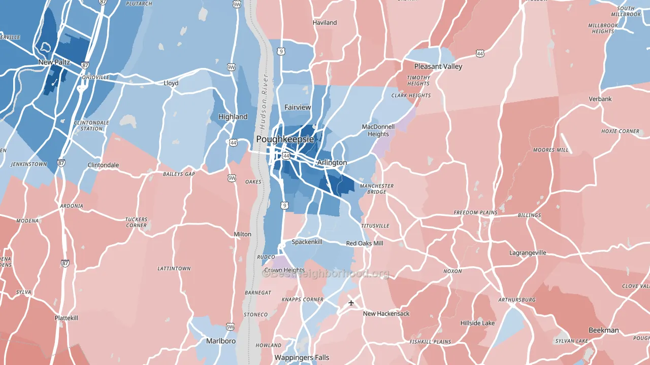 Poughkeepsie, NY block-group political-lean map