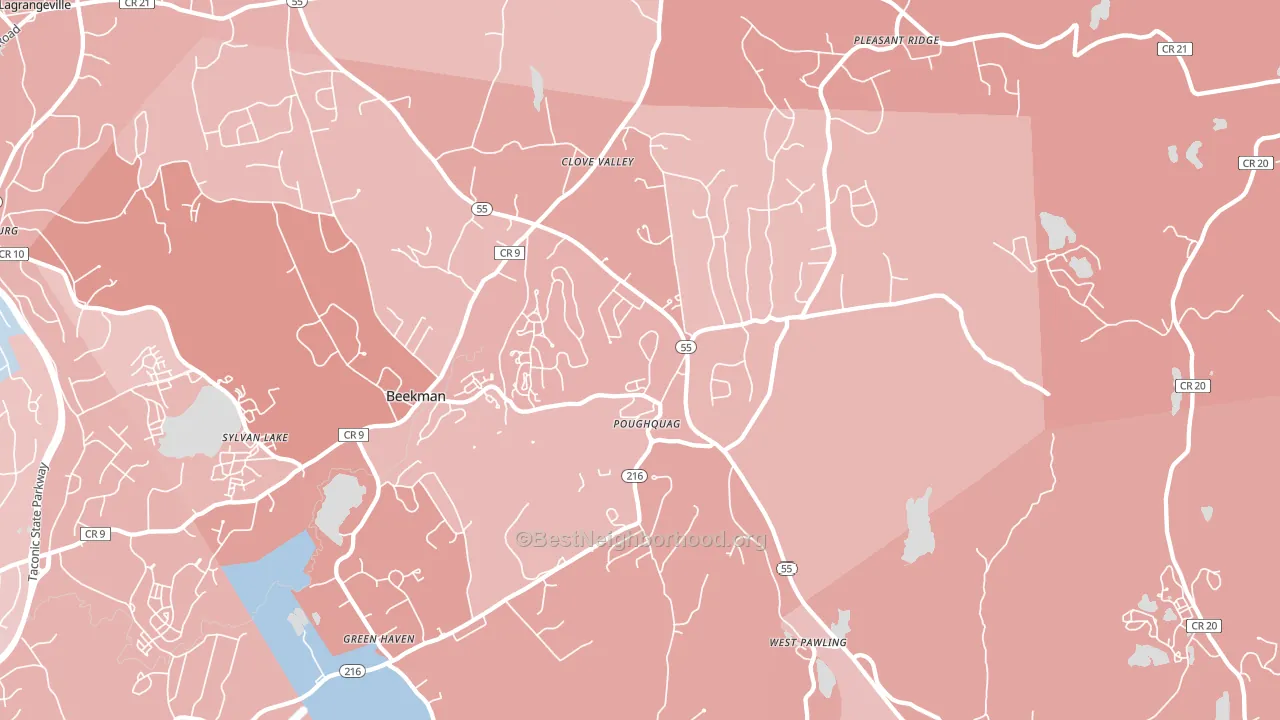 Poughquag, NY block-group political-lean map