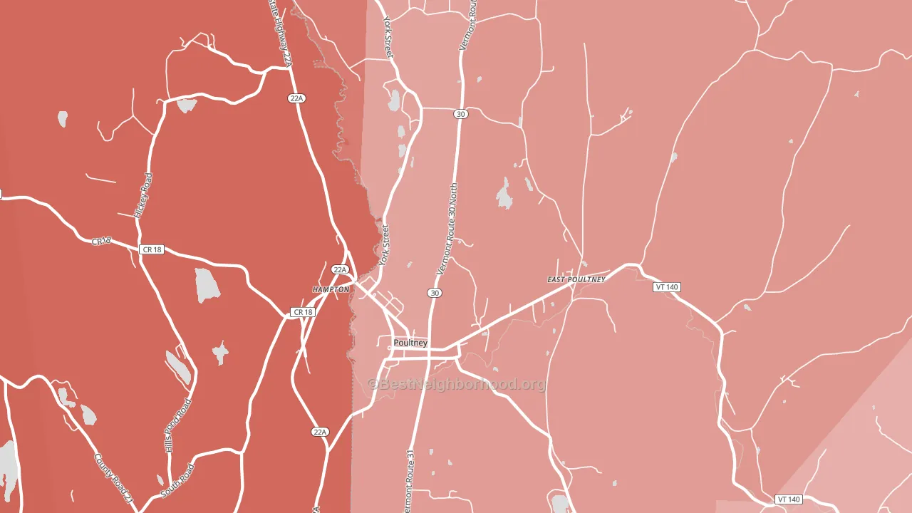 Poultney, VT block-group political-lean map