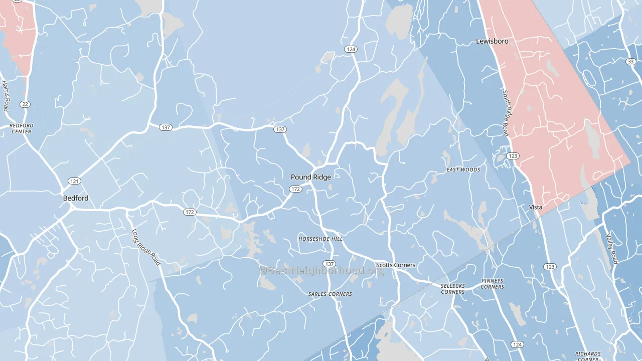 Pound Ridge, NY block-group political-lean map