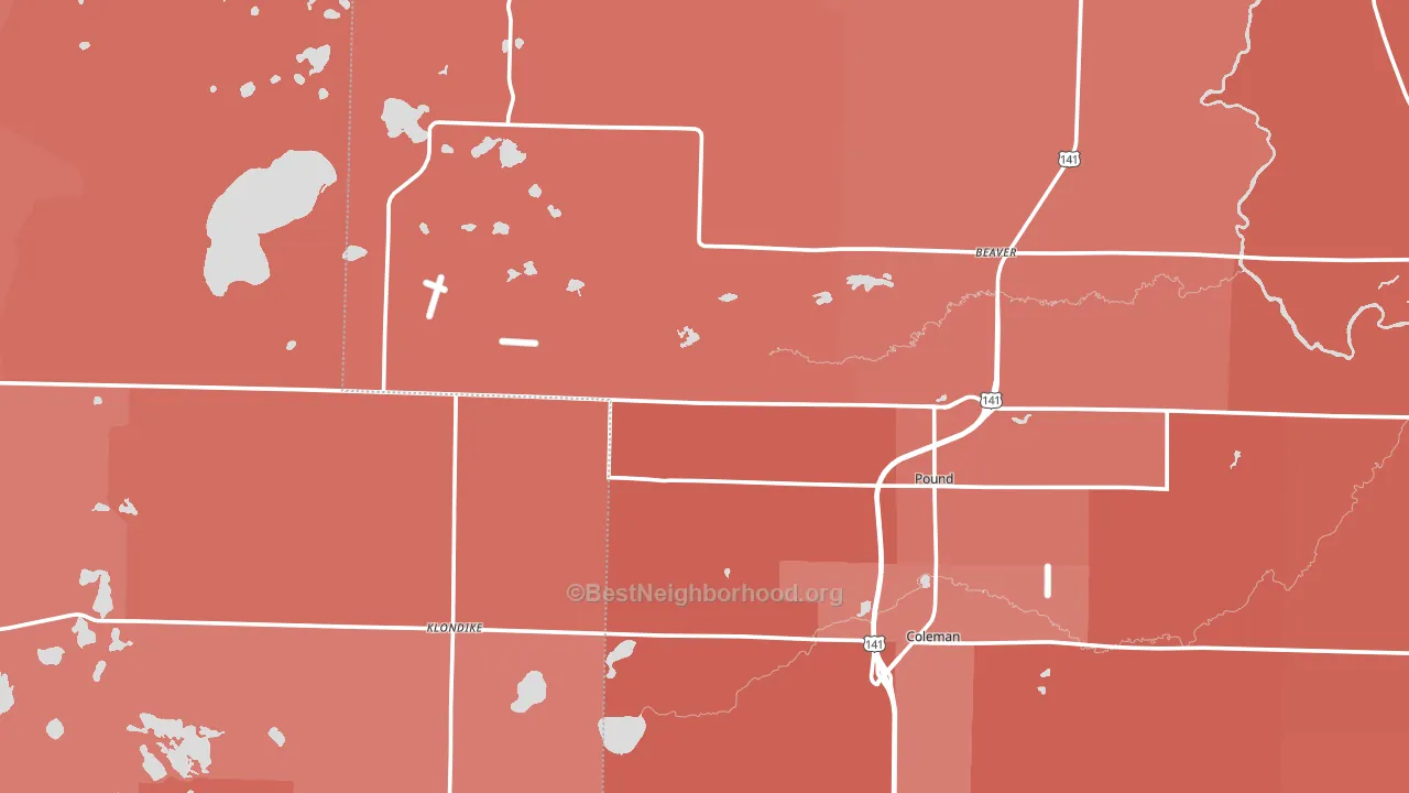 Pound, WI block-group political-lean map