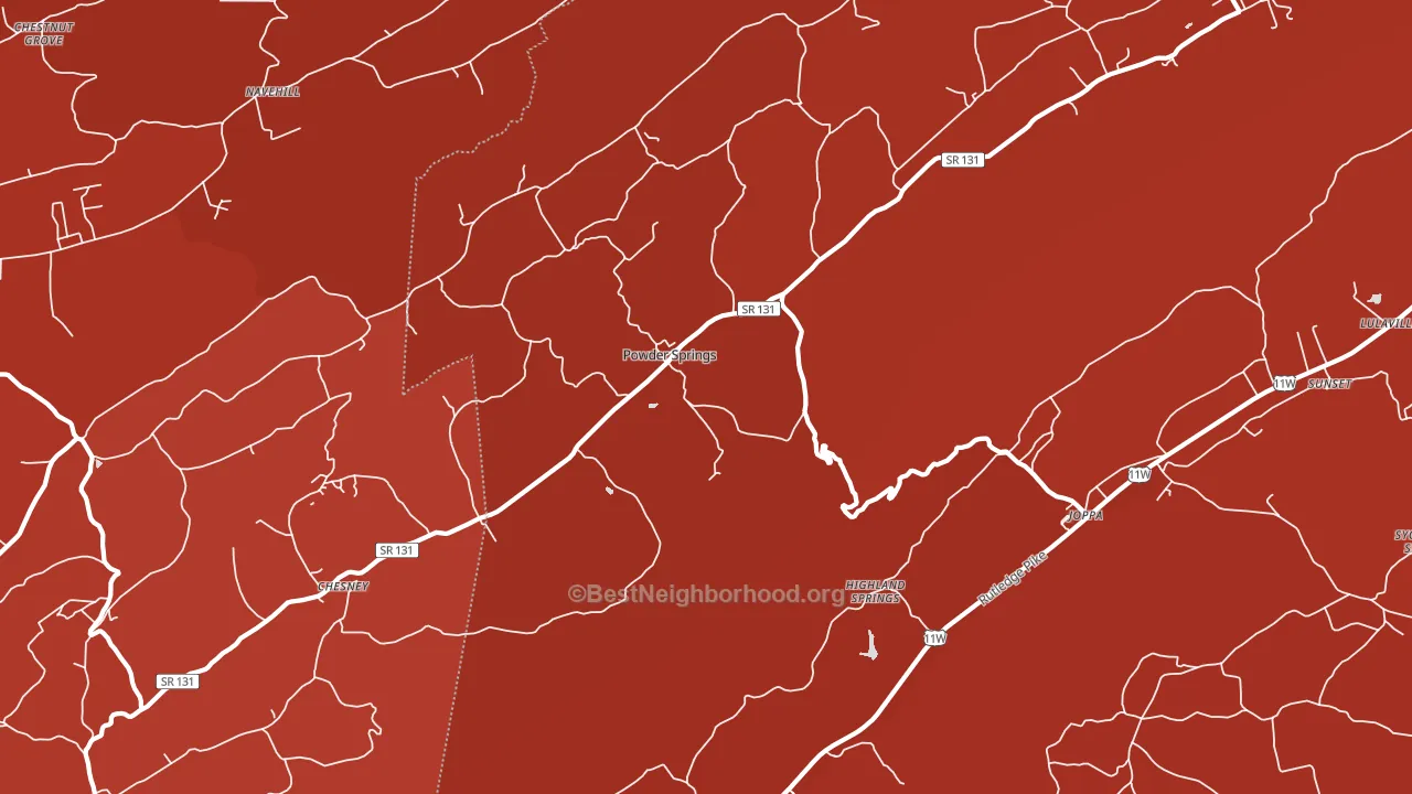 Powder Springs, TN block-group political-lean map