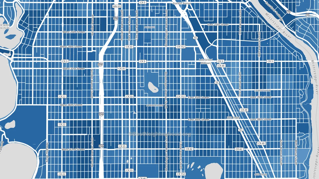 Powderhorn Park, Minneapolis, MN block-group political-lean map