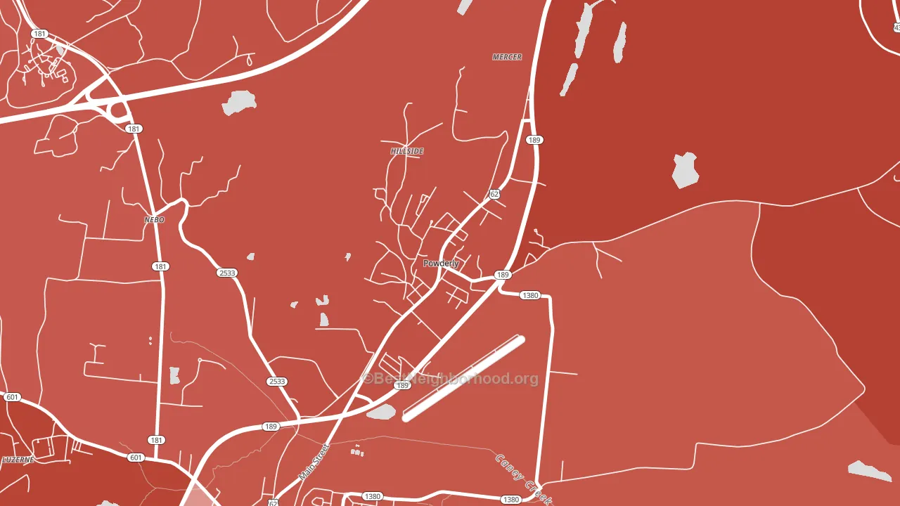 Powderly, KY block-group political-lean map