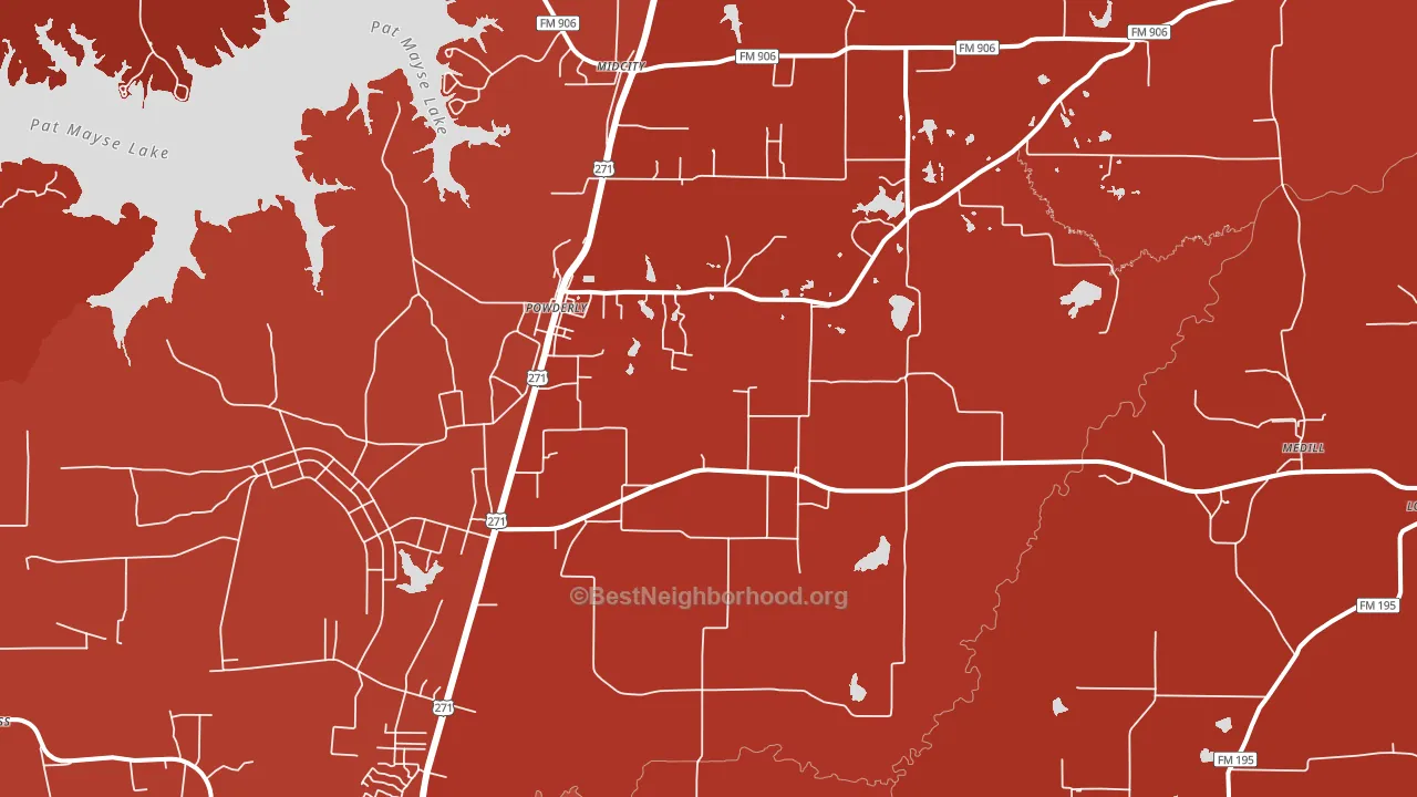 Powderly, TX block-group political-lean map